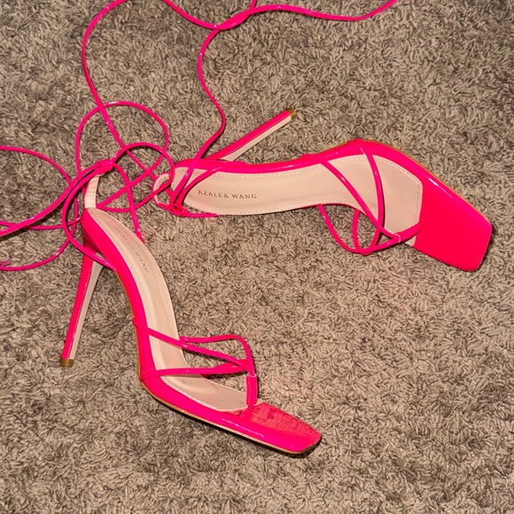 Azalea Wang Hot Pink Lace-Up Stiletto Heels 5.5” Size 9 - Picture 2 of 12